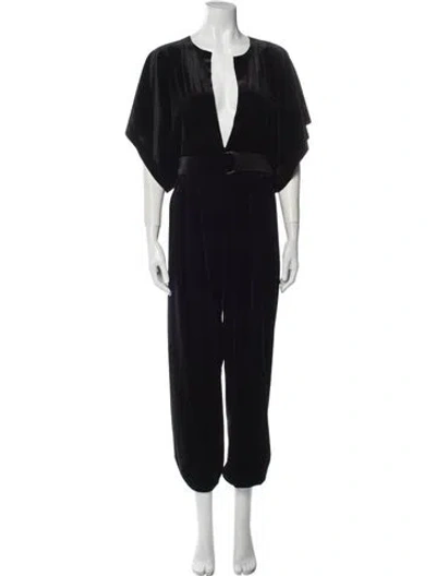 Pre-owned Norma Kamali Plunge Neckline Jumpsuit In Black