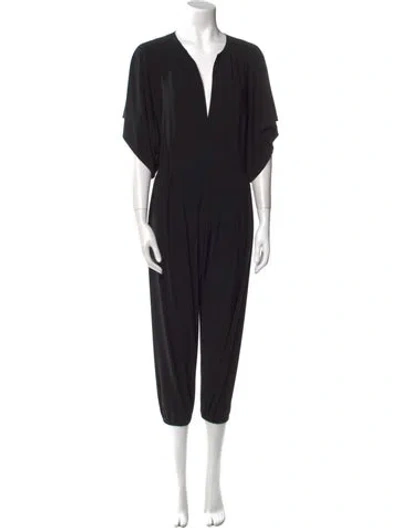 Pre-owned Norma Kamali Plunge Neckline Jumpsuit In Black