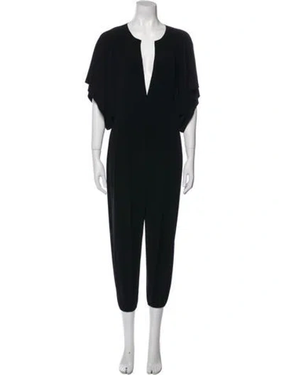 Pre-owned Norma Kamali Plunge Neckline Jumpsuit In Black