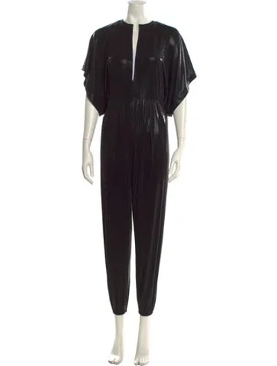 Pre-owned Norma Kamali Plunge Neckline Jumpsuit In Black