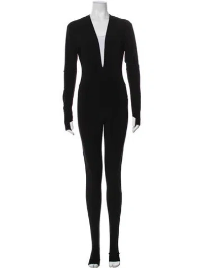 Pre-owned Norma Kamali Plunge Neckline Jumpsuit In Black