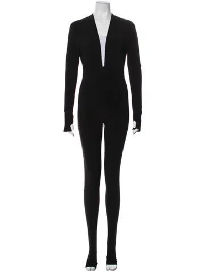 Pre-owned Norma Kamali Plunge Neckline Jumpsuit In Black