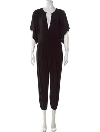 Pre-owned Norma Kamali Plunge Neckline Jumpsuit In Black