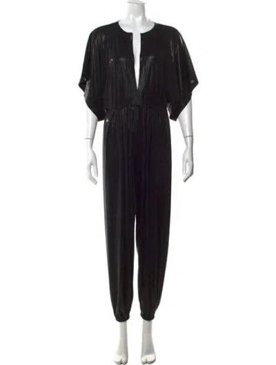 Pre-owned Norma Kamali Plunge Neckline Jumpsuit In Black