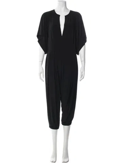 Pre-owned Norma Kamali Plunge Neckline Jumpsuit In Black