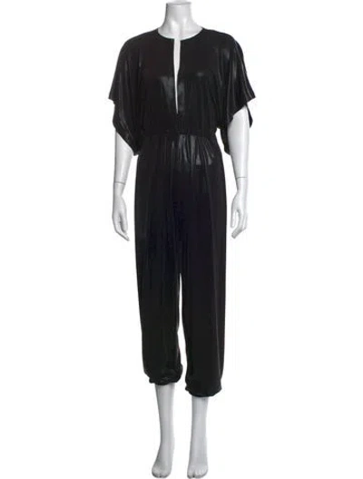 Pre-owned Norma Kamali Plunge Neckline Jumpsuit In Black