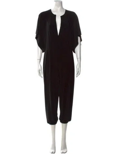 Pre-owned Norma Kamali Plunge Neckline Jumpsuit In Black
