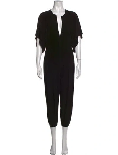 Pre-owned Norma Kamali Plunge Neckline Jumpsuit In Black