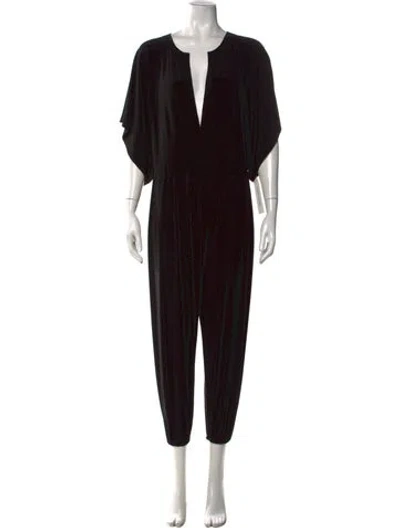 Pre-owned Norma Kamali Plunge Neckline Jumpsuit In Black
