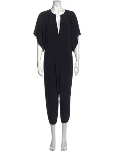 Pre-owned Norma Kamali Plunge Neckline Jumpsuit In Black