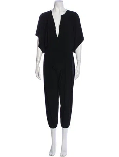 Pre-owned Norma Kamali Plunge Neckline Jumpsuit In Blue