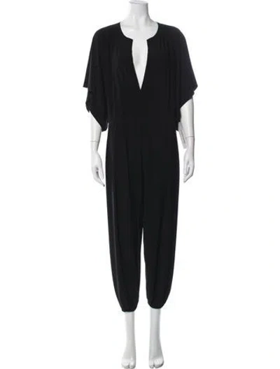 Pre-owned Norma Kamali Plunge Neckline Jumpsuit In Blue