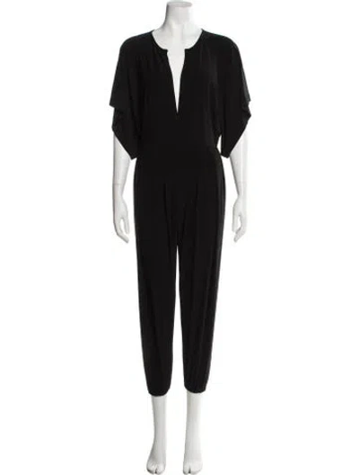 Pre-owned Norma Kamali Plunge Neckline Jumpsuit In Gray