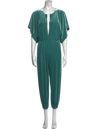 Pre-owned Norma Kamali Plunge Neckline Jumpsuit In Green