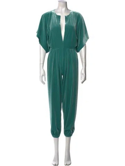 Pre-owned Norma Kamali Plunge Neckline Jumpsuit In Green
