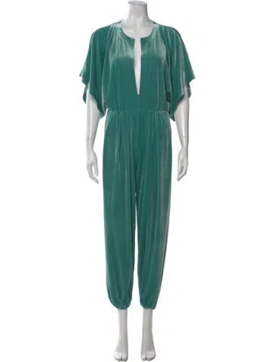Pre-owned Norma Kamali Plunge Neckline Jumpsuit In Green
