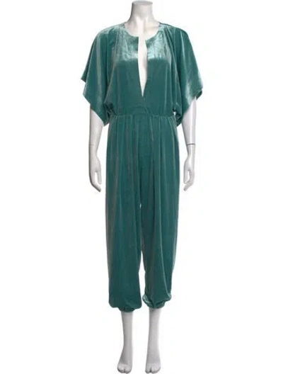 Pre-owned Norma Kamali Plunge Neckline Jumpsuit In Green