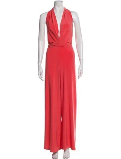 Pre-owned Norma Kamali Plunge Neckline Jumpsuit In Pink