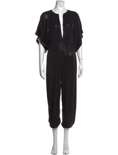 Pre-owned Norma Kamali Plunge Neckline Jumpsuit W/ Tags In Black
