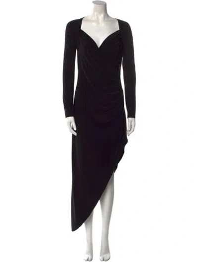 Pre-owned Norma Kamali Plunge Neckline Long Dress In Black