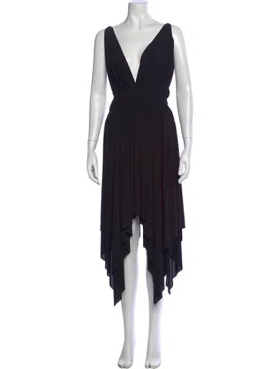 Pre-owned Norma Kamali Plunge Neckline Long Dress In Black