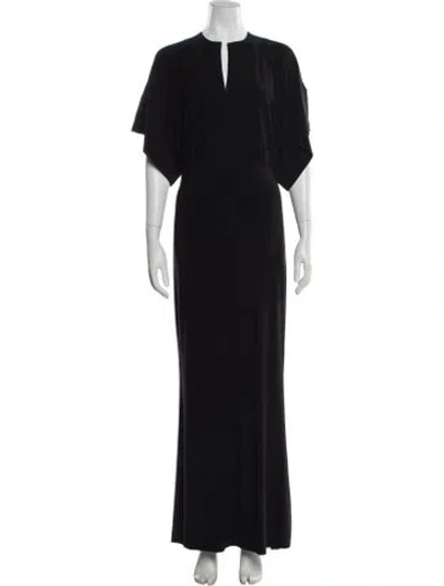 Pre-owned Norma Kamali Plunge Neckline Long Dress In Black