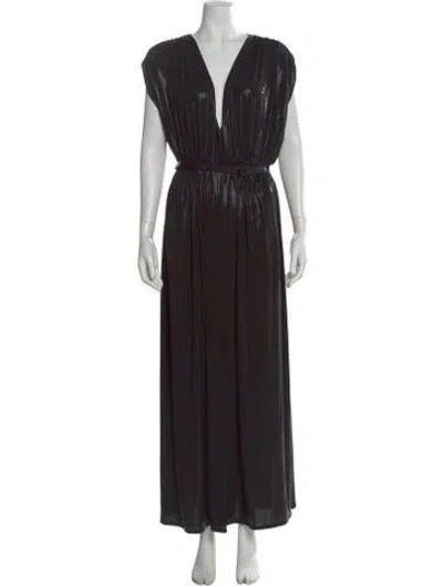 Pre-owned Norma Kamali Plunge Neckline Long Dress In Multi