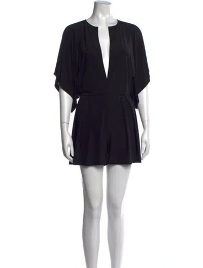Pre-owned Norma Kamali Plunge Neckline Romper In Black