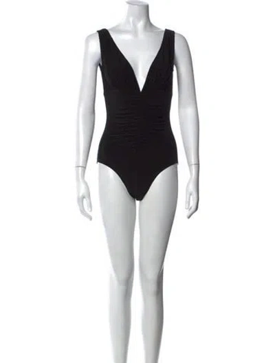 Pre-owned Norma Kamali Plunge Neckline Sleeveless Bodysuit In Black
