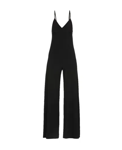 Norma Kamali Plunging V-neck Jumpsuit In Black