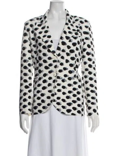 Pre-owned Norma Kamali Polka Dot Print Blazer In White