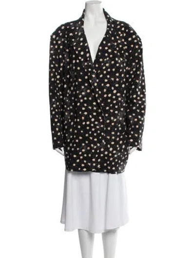 Pre-owned Norma Kamali Polka Dot Print Coat W/ Tags In Black