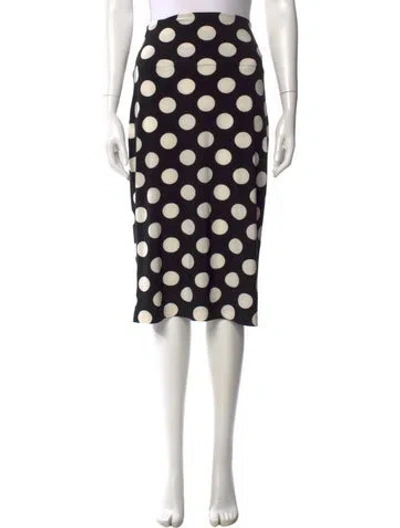 Pre-owned Norma Kamali Polka Dot Print Knee-length Skirt In Black