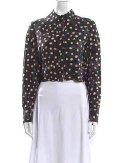Pre-owned Norma Kamali Polka Dot Print Long Sleeve Top In Black