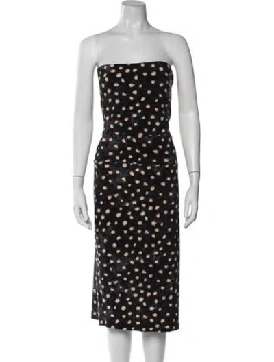 Pre-owned Norma Kamali Polka Dot Print Midi Length Dress In Black
