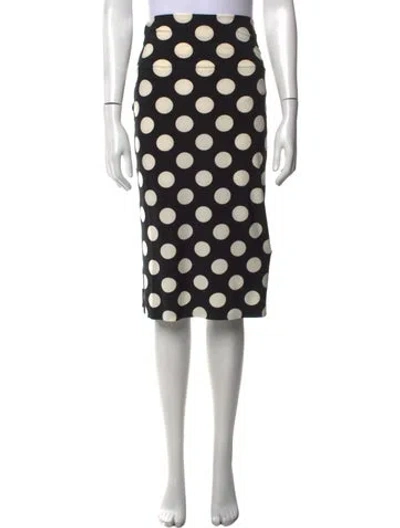 Pre-owned Norma Kamali Polka Dot Print Midi Length Skirt In Black