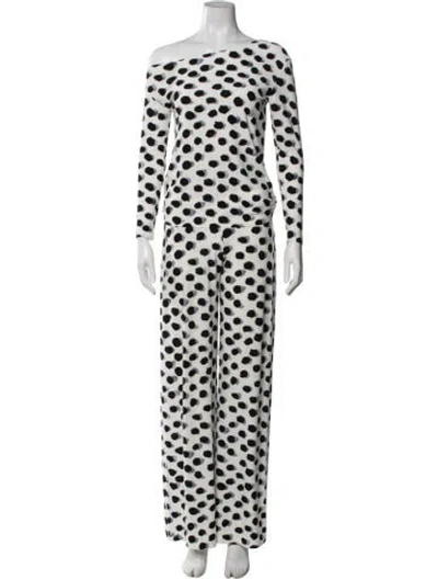 Pre-owned Norma Kamali Polka Dot Print Pant Set In Neutrals