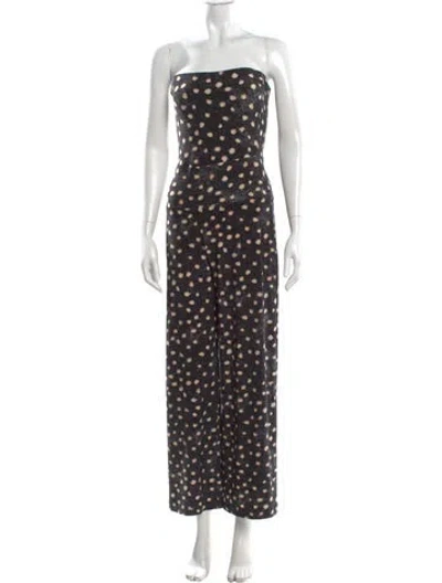 Pre-owned Norma Kamali Polka Dot Print Strapless Jumpsuit In Black