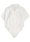 Norma Kamali Poplin Shirt Bodysuit In White