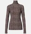 Norma Kamali Prince Of Wales Check Turtleneck Top In Brown