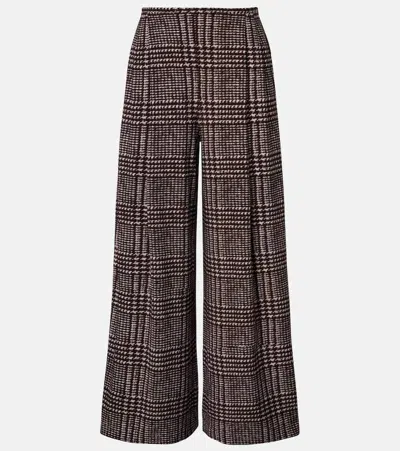 Norma Kamali Prince Of Wales Check Wide-leg Pants In Brown