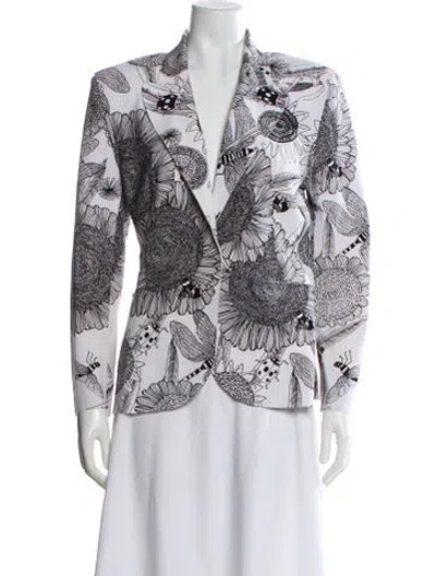 Pre-owned Norma Kamali Printed Evening Jacket In White