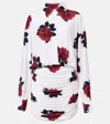 Norma Kamali Oversized Boyfriend Shirt Shirred Bottom Mini Dress