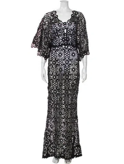 Pre-owned Norma Kamali Printed Long Dress In Black