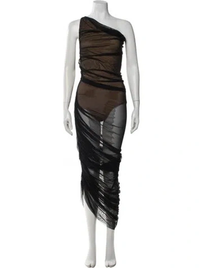 Pre-owned Norma Kamali Printed Long Dress In Black