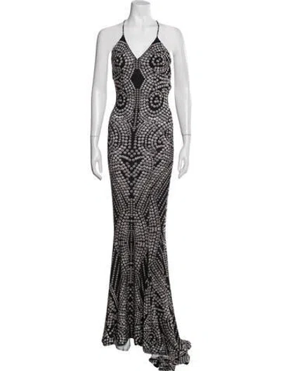Pre-owned Norma Kamali Printed Long Dress In Black