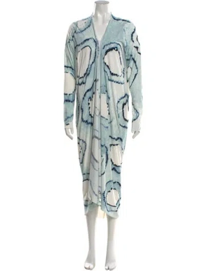 Pre-owned Norma Kamali Printed Long Dress In Blue