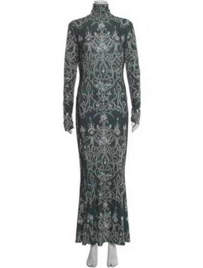 Pre-owned Norma Kamali Printed Long Dress In Green