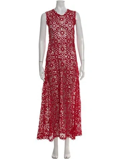 Pre-owned Norma Kamali Printed Long Dress In Red
