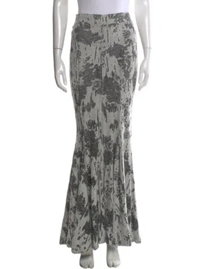 Pre-owned Norma Kamali Printed Long Skirt In Gray